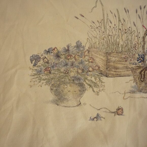 Vintage Northern Reflection Butter Yellow Prairie Floral Garden Basket Sweater M - Picture 8 of 11